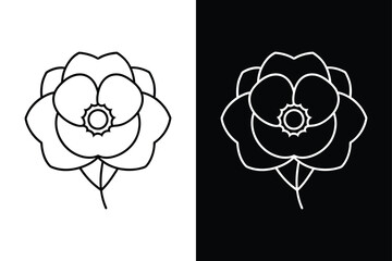 Modern Poppy Flower Line Art Icon for Bold Visuals