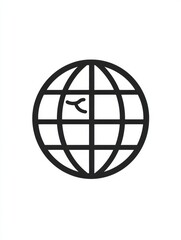Simple line drawing of a globe symbolizing global connectivity and communication in modern design. Generative AI