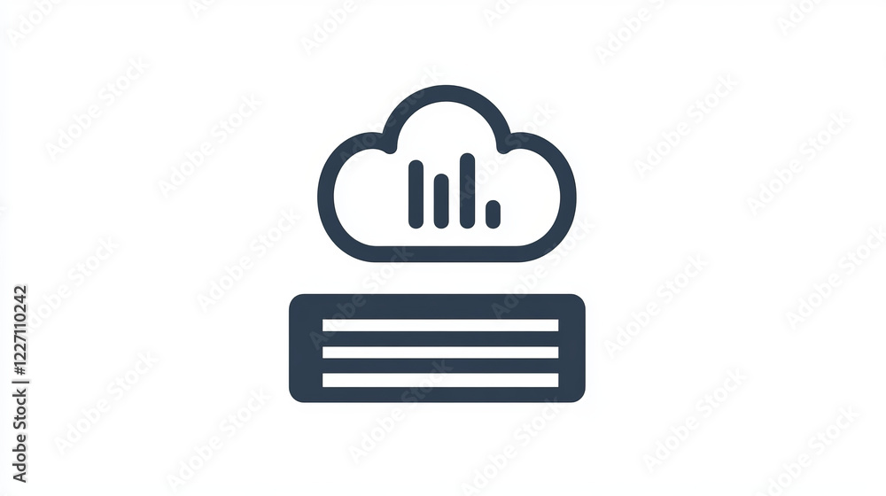 Poster database network server and cloud storage color line vector icon of internet technology. data server