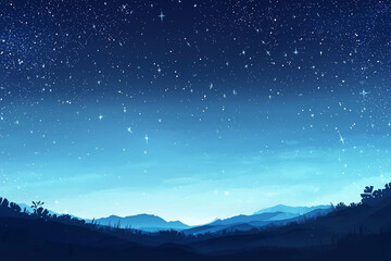 Fototapeta premium Night sky filled with stars over tranquil mountains, creating a serene atmosphere for stargazing