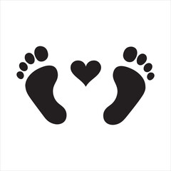 Two baby footprints in solid black vector illustration.