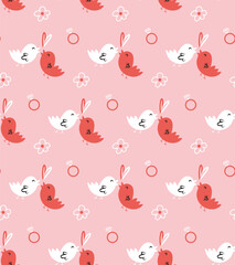 Valentine Doodle Love Seamless Pattern. Cute Pink Romantic Hand Drawn elements background f. Valentine's Day seamless pattern with hand drawn doodles, cartoon elements for wallpaper, wrapping paper