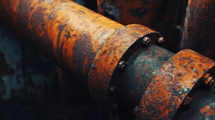 A close-up of a heavily rusted metal pipe