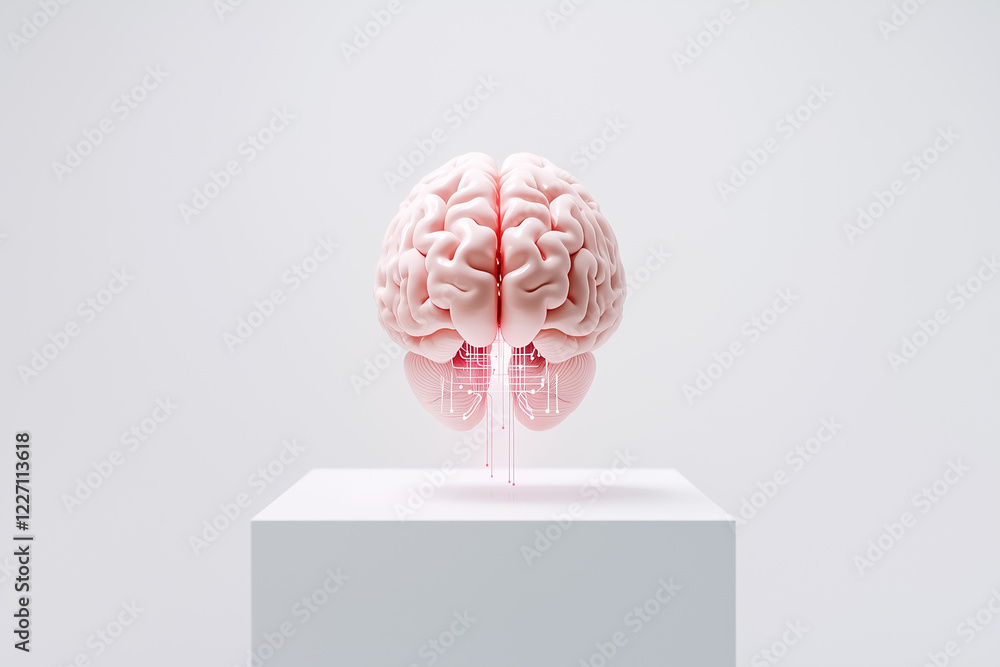 Poster a representation features simple brainwaves evolving into a data line. this blend signifies the conn