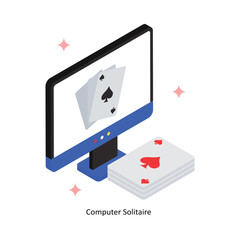 Computer Solitaire Vector Filled Icon Style. Eps 10 File