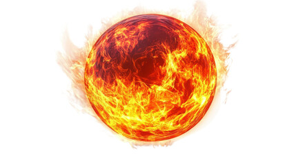 Fototapeta premium burning ball on fire isolated on white background 