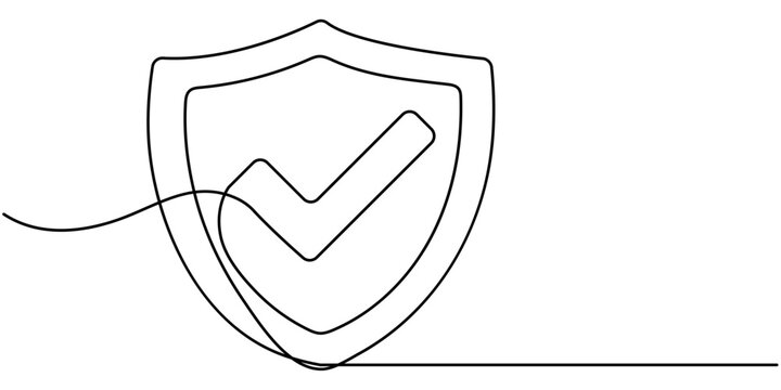 recommend clip art: Shield icon with checkmark continuous one line drawing, Shield with check protect, one line continuous. Success, guarantee, safe sign. Vector outline, Shield Protection Continuous Line Icon, Warranty.