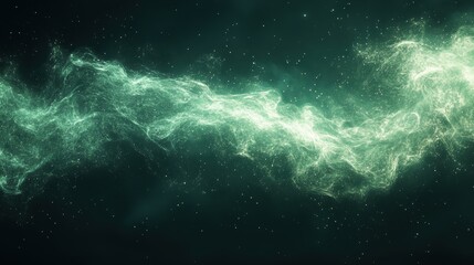 Fototapeta premium Celestial Nebula Swirling Green Cosmic Dust