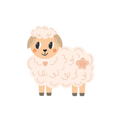 Sheep vector illustration. Cute sheep isolated on a white background.