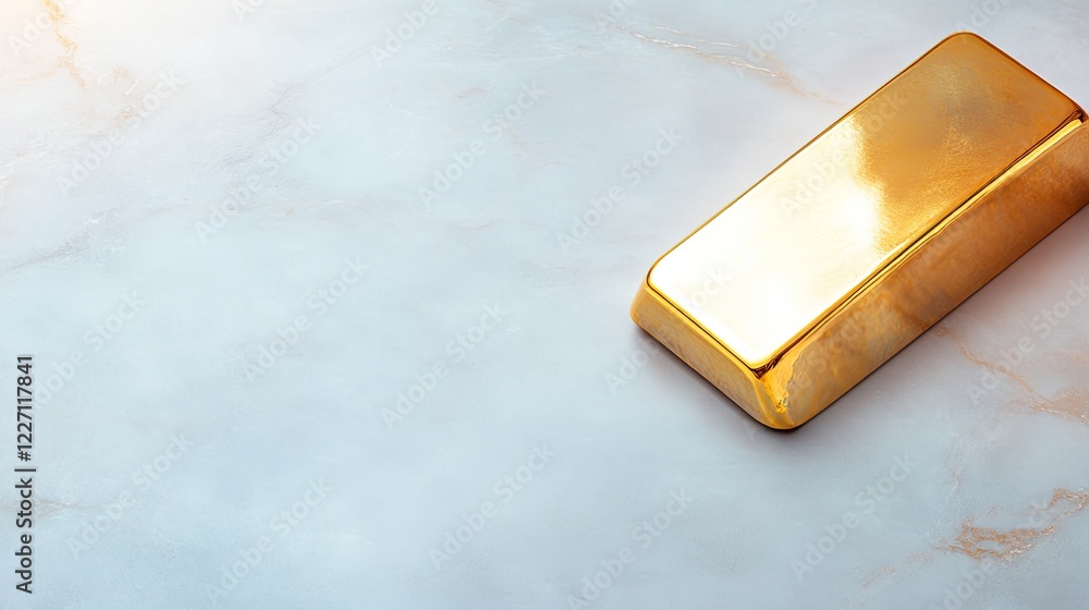 Aufkleber striking gold ingot resting on marble surface minimalistic design with copy space for text