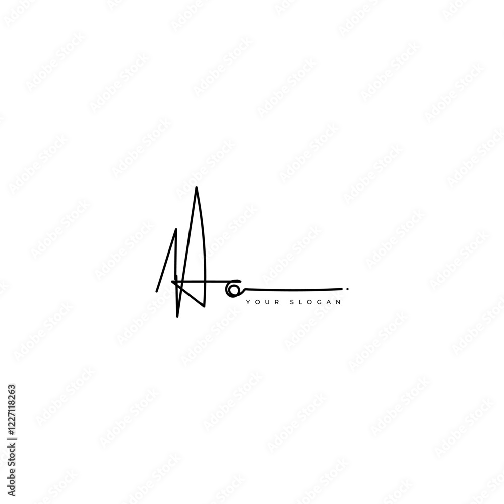 Poster ao initial signature logo vector design