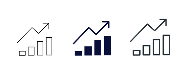 Business Growth Icon – Market Trends & Financial Analytics Symbol, Editable Stroke.