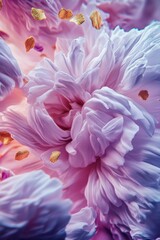 Obraz premium Close-up of delicate, purple flower petals with gold accents.