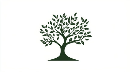 Olive tree symbol for natural bio and organic food, vector icon of olive oil. Vegetarian and vegan cuisine emblem of label for extra virgin olive oil and seasoning products or Mediterranean food