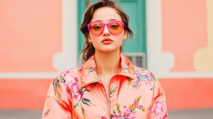 young woman with down syndrome wearing fashionable outfit posing confidently in city square