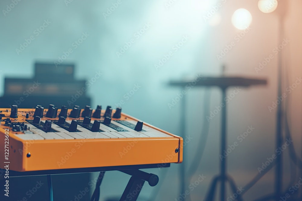 Poster capture intricate process of crafting electronic music using diy synthesizers showcasing various han