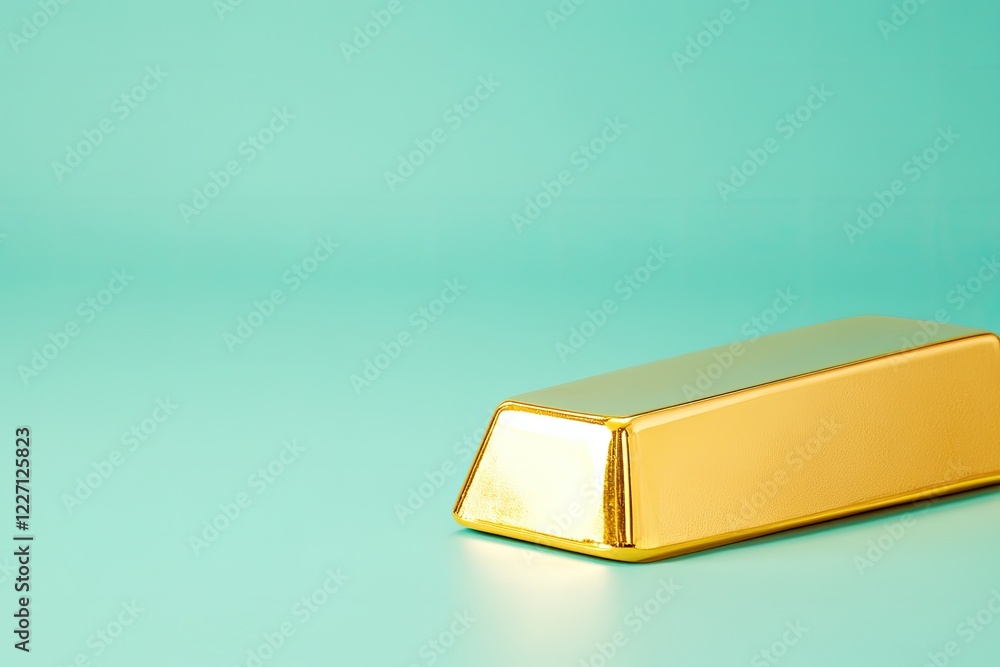 Poster clean image showcasing gleaming gold bar resting on minimalistic solid color background