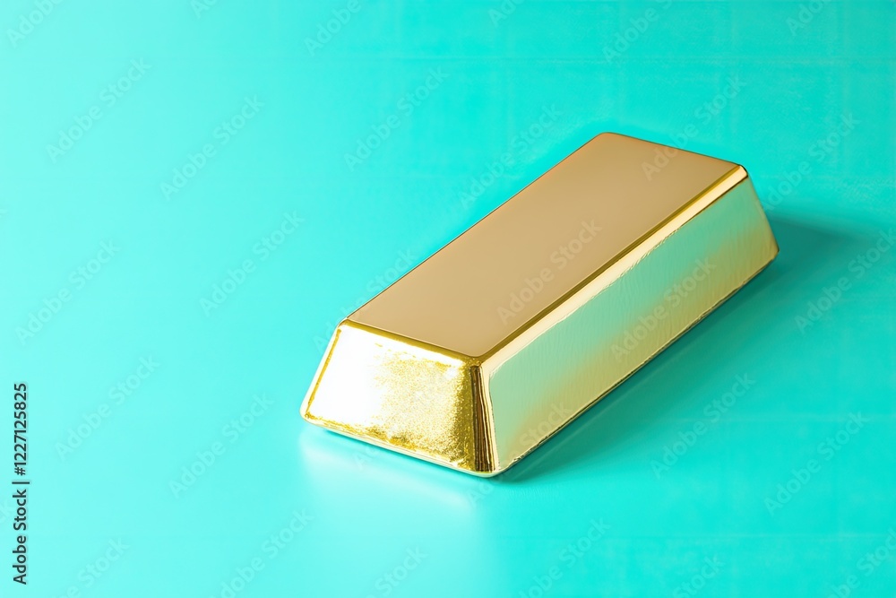 Poster clean image showcasing gleaming gold bar resting on minimalistic solid color background