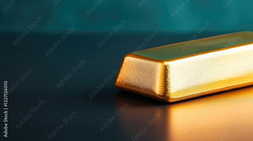 Poster close-up of gold bar resting on sleek black surface minimalistic and clean image creating striking c