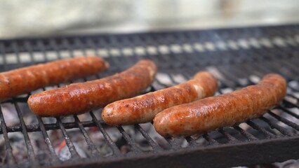 Thuringian Rostbratwurst on the grill