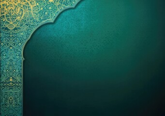 Background with a pastel color and Islamic pattern for a Ramadan banner template, with a blank...