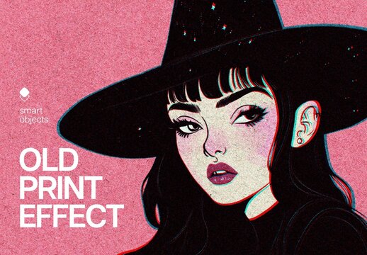Old Print Design Effect Mockup