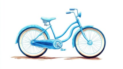 Fototapeta premium A Light Blue Vintage Bicycle on White Background