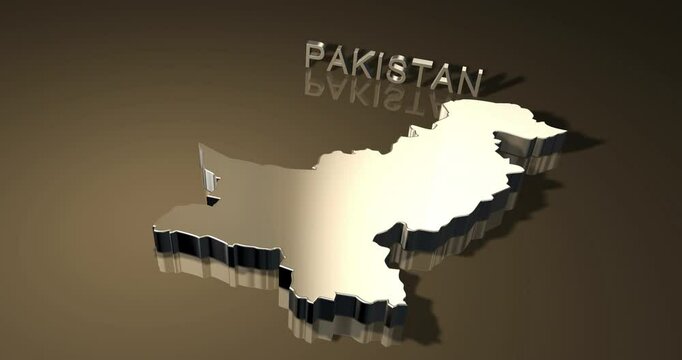 Map of Pakistan in 3D animation with golden theme