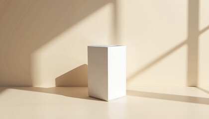 Box Mockup with Shadows and Copy Space on Neutral Background