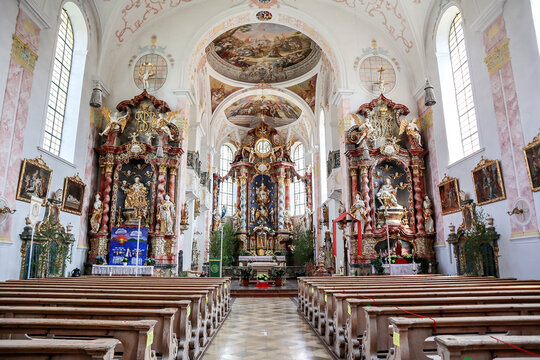 Pilgrimage church St. Nikolaus, Bernbeuren, Munich Way of St. James, Bavaria, Germany