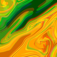 Abstract Green and Yellow Fluid Art