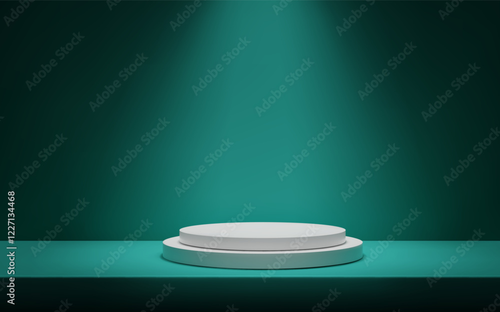 Poster 3d minimalistic aquamarine background with a podium studio scene with platform for product presentat