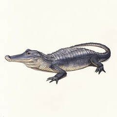 Naklejka premium American Alligator, Juvenile, Watercolor Illustration.