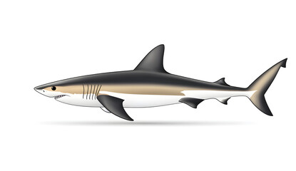 Fototapeta premium 3D realistic shark, white background, clipart in a flat design style with vivid colors and strong contrast between shadows and highlights. The artwork should convey the sense of speed and power 