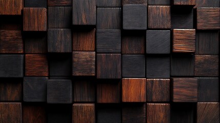 Textured Wooden Cubes in Grid Pattern