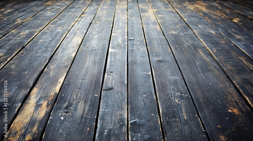 Poster dark weathered wooden floor with unique textures and patterns