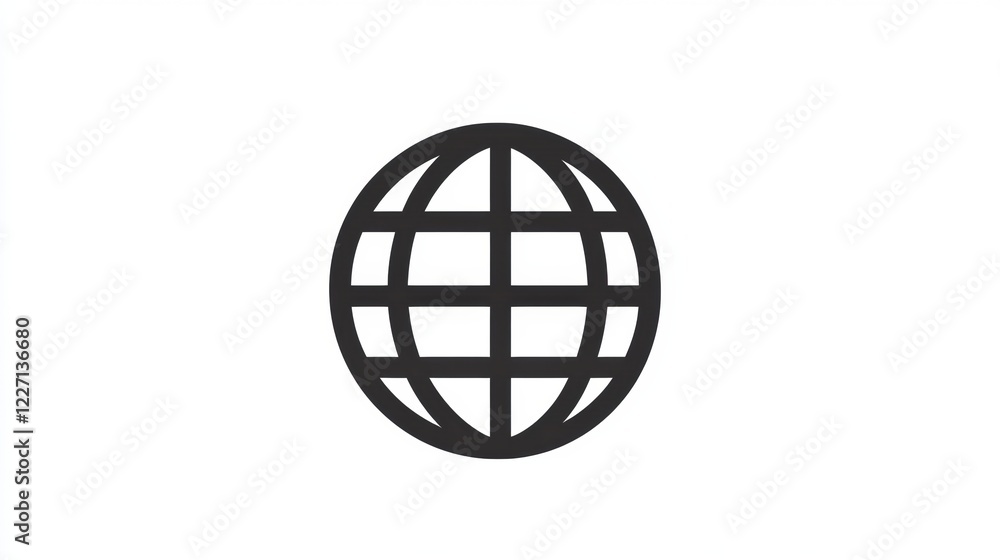 Poster simple black globe icon representing global connectivity and international communication in modern d
