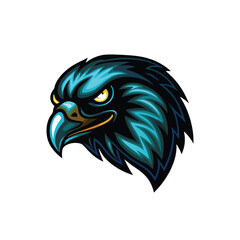 Create a stylized illustration of an eagle's head, aggressively rendered, exhibiting aerodynamic lines and sharp features.  Focus on a streamlined, almost futuristic design.