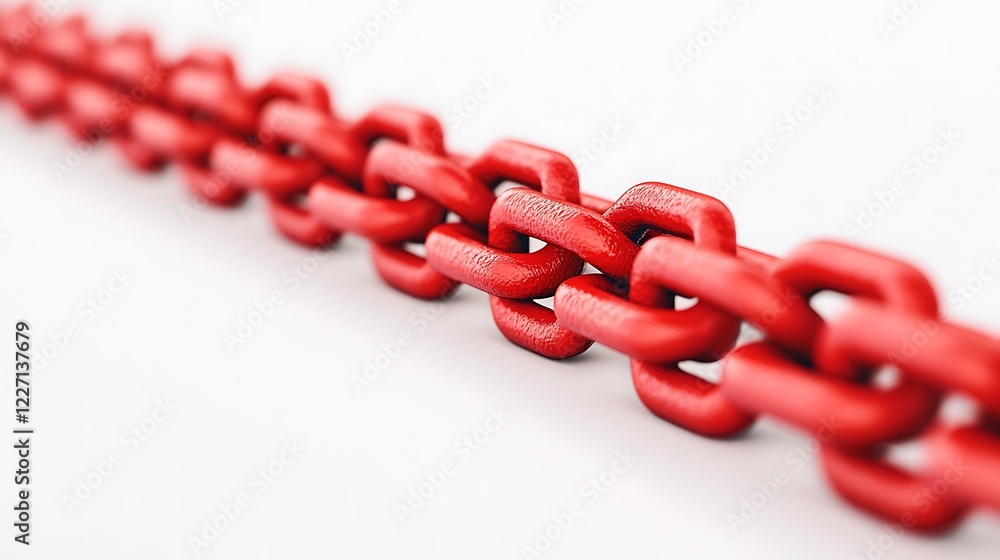 Poster a close-up image of a vibrant red chain, showcasing its links against a simple background, emphasizi