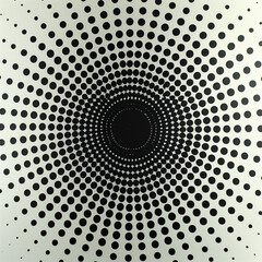 Abstract Black and White Circular Pattern on Light Beige Background