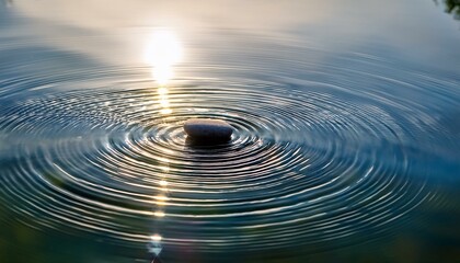 静かな池の水面に小石が落ちた瞬間、同心円状の波紋が広がるテクスチャ