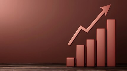 A sleek and polished 3D bar graph visualization showcasing a rising arrow trend symbolizing impressive economic growth successful investment and market expansion on a minimalistic and modern backdrop