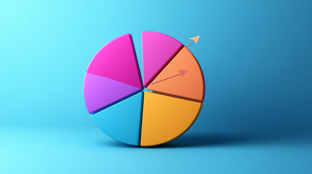 A colorful pie chart embedded in a presentation, each slice representing a different category. 