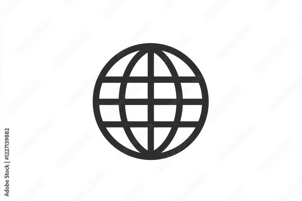 Poster minimalist globe illustration representing global connectivity and communication in a modern design.