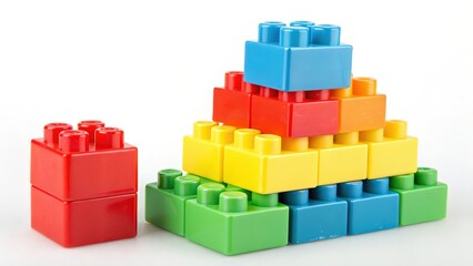 colorful toy blocks isolated on white