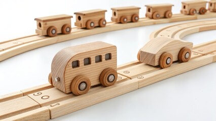 Obraz premium wooden toy train on a white background