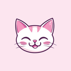 Cute Cat Head Cartoon Vector Icon Illustration