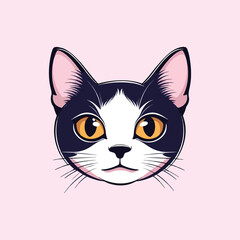 Cute Cat Head Cartoon Vector Icon Illustration