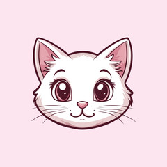 Cute Cat Head Cartoon Vector Icon Illustration