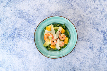 tasty and healthy salads in a plate on a beautiful background